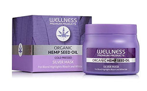 Wellness Premium Products Silver Conditioning Treatment Mask for Blonde &amp Grey Hair Tones Unwanted Brassiness &amp Yellow Undertones - 500ML