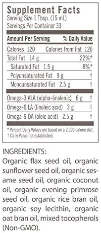 Flora Udo's Oil 3-6-9 Blend - Vegan Omega-3 &amp; Omega-6 Oil - Contains Organic Coconut Oil, Flax Seed Oil &amp; More - Keep Chilled - 17 fl. oz.