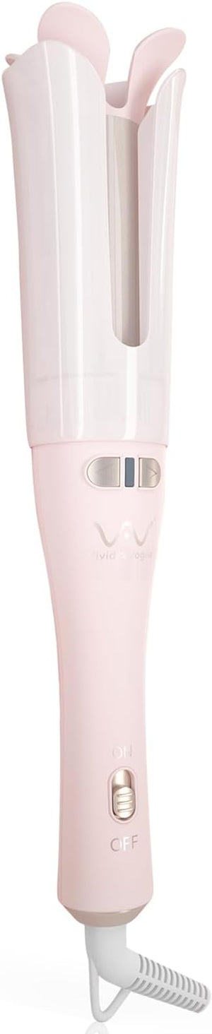 Automatic Rotating Curling Iron Pumped-Up Volume Long Barrel Curling Wand for Long Hair Ceramic Hair Curler for Women Lasting Volume Volumizing Hair Iron Gold Blush 1.26 Inch