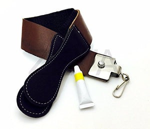 MEN'S BARBER STRAIGHT RAZOR LEATHER SHARPENING STROP/STRAP &amp; DOVO PASTE USA