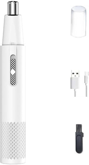 2-in-1 Rechargeable Electric Nose Hair Clipper Unisex Fully Automatic Washable Trimmer with Multi-Kinetic Shaving(White Single nose hair A)