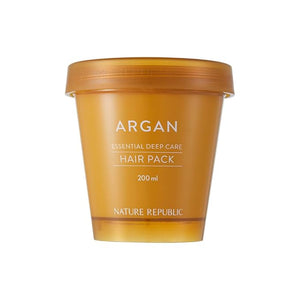 Nature Republic Argan Essential Deep Care Hair Pack 200ml for Dry, Heat Damaged, Color-Treated Hair