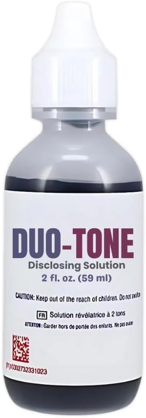 Generic Dental Duo-Tone Disclosing Solution, 2 oz for Kids and Adults ? Multicolored Disclosing Agent Plaque Revealing Liquid for Teeth, Dual-Color Plaque Indicator Liquid- Tutti Frutti Flavor