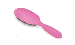 Rock &amp Ruddle Natural Mixed Boar Bristle Hair Brush for Women and Kids (Small 6.9) - Perfect for Wet or Dry Hair Detangling Smoothing Blowdrying - Designed &amp Made in UK - Tickled Pink Design