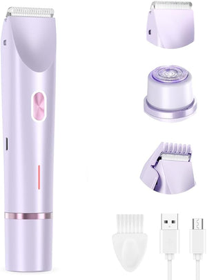 Kruggo Women's Shave Hair Remover 2025 New 2-in-1Rechargeable Eletctric Waterproof&ampEasy Women's Body Shaver for Facial Face Lip Chin Underarm Legs (Purple)