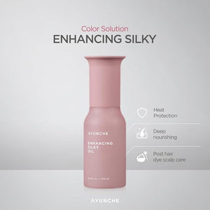 AYUNCHE Enhancing Silky Hair Oil 3.3 fl. oz. (100ml) [For Dyed &amp; Damaged Hair] | Deeply Nourish and Soften Hair without Stickiness | Nourishing Hair Oil | Korean Salon Brand