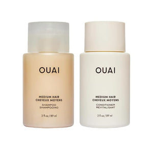 OUAI Medium Hair Shampoo &amp Conditioner Set Travel Size - Hydrating Shampoo &amp Conditioner - With Coconut Oil Babassu Kumquat Extract &amp Keratin - Sulfate Paraben &amp Phthalate Free (3