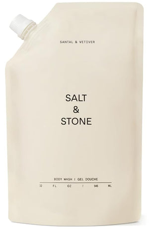 Salt &amp Stone Body Wash with Antioxidants for Deep Moisture | For Women &amp Men Sulfate Paraben &amp Dye Free Leaving Skin Soft and Hydrated | Santal &amp Vetiver 32 fl oz