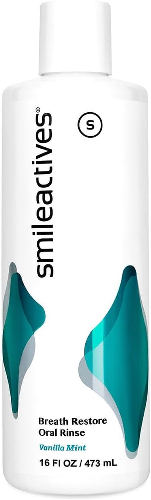 Smileactives Breath Restore Oral Rinse Adults Mouthwash for Bad Breath and Gum Health Promotes Oral Care Healthy Mouth and Long Lasting Fresh Breath Sugar and Alcohol-Free Vanilla Mint 16 fl oz