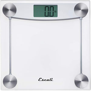 Escali Digital Glass Bath Scale for Body Weight, Bathroom Body Scale, High Capacity of 400 lb, Battery Included, Clear Glass