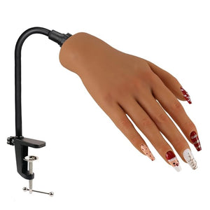Nail Pratice Training Hand for Acrylic Nails with Stand BracketSoft Silicone Maniquin Hand Flexible Bendable Nail Practice Fake Hand for Nails Art Practice Tool