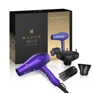 Purple Professional Light Weight Hair Dryer 1875W Tourmaline Ceramic Negative Ionic Blow Dryer with Diffuser &amp Concentrator &amp Comb