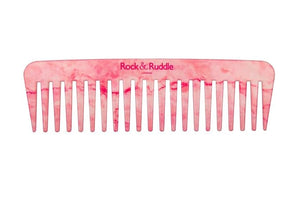 Rock &amp Ruddle Wide Tooth Comb | Perfect for Detangling Wet Hair and Applying Hair Color - Rose Marble