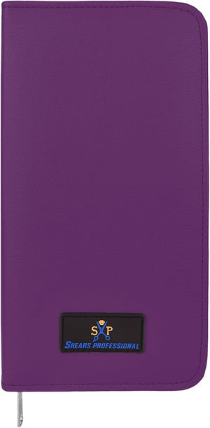 Leather 5 Scissor &amp Shear Storage Case for Hairstylist - Hairdresser -Scissor Holder Perfect for home-saloon use (Purple)