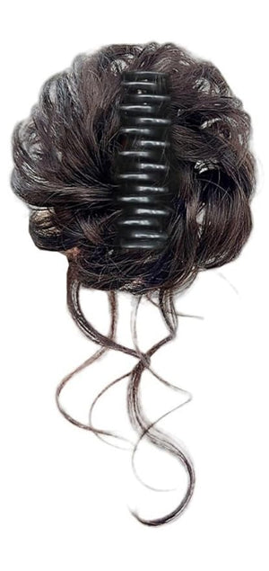 Claw Clip in Bun Chignon Hairpiece Fake Bun Ponytail Hair Extension Wig for Women Daily Costume Party (Brownish Black)
