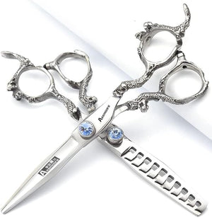 6/7/7.5/8/9 inch scissors silver professional hairdresser hair cut and trim diluted sharp 440C steel (6 inches, 2 pieces)