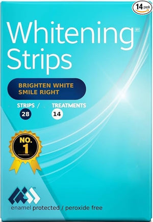 Teeth Whitening Strips - 14 Treatments, 28 White Strips - Peroxide-Free Kit Natural Formula - Enamel-Safe Teeth Whitener - Sensitivity-Free whitening Technology