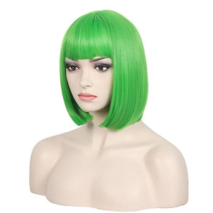 WildCos Short 12 Inches Straight Synthetic Cosplay Wig for Women (Light green)