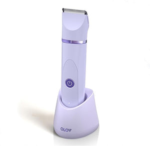 OLOV Electric Body Hair Trimmer - Groin Trimmer for Men - Bikini Trimmer Women - Wet/Dry Shaver Groomer Replaceable Ceramic Blade Heads USB Recharge Dock Waterproof Hygiene RazorPurple