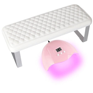 Arm Rest for Nails Tech, BORNBYME Update PU Leather Fish Pattern Hand Nail Foot Stand Rest for Manicure &amp; Pedicure,White