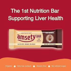 Amsety Nutrition Bar Supports Liver Health Includes Super 16 Vitamins Low Sodium Organic Gluten-Free 1.69oz (Value Pack (12 Bars) Dark Chocolate)