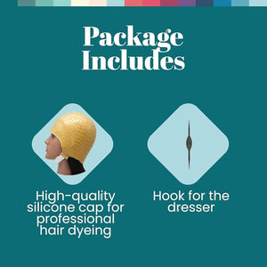 DOMPEL Reusable Professional Silicone Gold Cap with Hook | Dyeing and Bleaching | Ideal for Bleach Powder, Blue Hair Dye, and Hair Coloring | Model 664 - CA (2 PCS)
