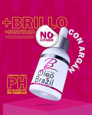OLEO DO BRAZIL - Luxury Hair Shine Smoothness &amp Anti-Frizz Treatment - Non-Greasy Argan Oil Formula with Coconut Oil &amp Vitamin E - 30ml/1.01 fl oz