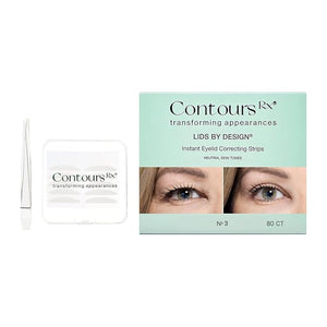 Contours Rx Lids by Design ? 3mm Invisible Eyelid Lift Strips for Slight Hooded Droopy &amp Heavy Lids ? Medical-Grade Non-Surgical Eye Lift Tape ? 80 Count
