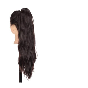 SONGCHAO Fake Hair Bun 1-Pack Long Wavy Claw Clip Ponytail Hair Extension Synthetic Ponytail Extension Ladies Fluffy Black Brown Ponytail Wig Hair Accessories (Color : 03)