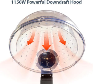 SKINACT Hooded Conditioning Hair Dryer 1150W with Stand 60-Minute Timer Temperature Adjustable Angle &amp Height Adjustable Downdraft Hood