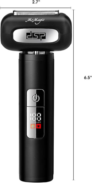 DSP Electric Shavers for Men, IPX6 Waterproof, Type-C, Rechargeable Shaver, 4-Blade Cutting System, Electric Foil Shaver, Travel Lock (Black)