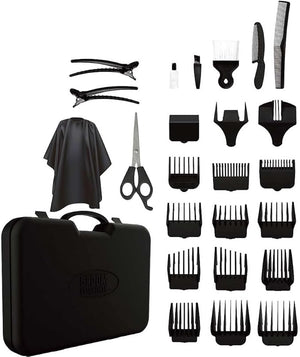 ChargeWorx Groom Essentials 26-Piece Pro Series Clipper Set, Complete Barber Kit, AC-Powered Hair Clipper with Quiet Motor, Includes 14 Trimming Guides, Neck Brush, Combs, Barber Cape, and Case