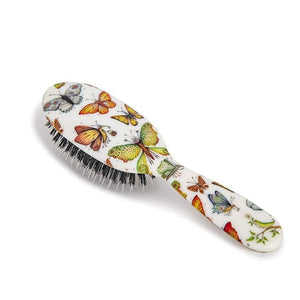 Rock &amp Ruddle Natural Mixed Boar Bristle Hair Brush for Women and Kids (Small 6.9) - Wet or Dry Hair Detangling Smoothing Blowdrying - Designed &amp Made in UK - Butterflies Design