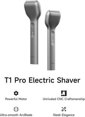 Laifen T1 Pro 1-Blade Electric Shaver - Stubble Edition Gentle Daily Shaver for Short and Sparse Beard 12000 Cuts/Min 120-Min Runtime Wet &amp Dry Razor IPX7 Waterproof (Space Gray)