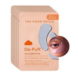The Good Patch De-Puff Cooling Hydrogel Under Eye Patches for Puffy Eyes and Under Eye Bags Made with Caffeine Aloe Vera Gotu Kola Clinically Proven (6 Total Patch Sets)