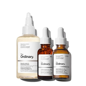 The Ordinary The Bright Set 3-Step Regimen for Radiant Even Skin Tone with Glycolic Acid 7% Exfoliating Toner Alpha Arbutin 2% + HA and Caffeine Solution 5% + EGCG | Skin Care Set