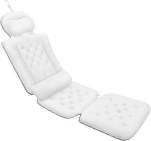 Full Body Bath Pillow for Bathtub Luxury Bath Gifts for Women Tub Pillow for Bath for Headrest Neck and Back Support (White)
