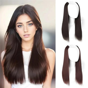 Synthetic Long Straight Hair Extension Piece Fashion Accessories Women's Clip Hair V-shaped Wig Piece(4,20inches)