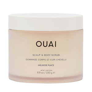 OUAI Scalp &amp Body Scrub Melrose Place - Exfoliating Body Scrub with Sugar &amp Coconut Oil Blend for Smooth Moisturized Skin - Gentle Scalp Exfoliator for Removing Product Build Up (8.8 Oz)