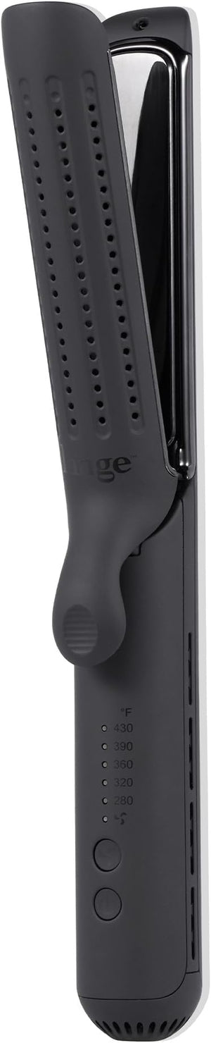 L'ANGE HAIR Le Duo Edge 360¡Æ Airflow Titanium Styler Blush | 2-in-1 Flat Iron Straightener &amp Curling Iron | 1¡± Wide Titanium Plates with Rounded Corners &amp Softly Beveled Edges (Black)