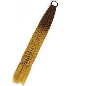 Synthetic Gradient Boxing Braided Ponytail For Girls With Elastic Hair Rubber Bands Hair Accessories Wig Headband Hairpiece