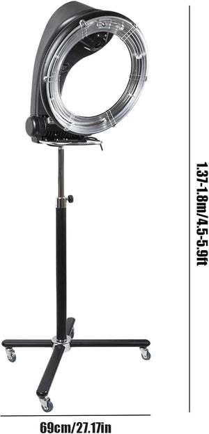 3 in 1 Orbiting Infrared Hair Treatment, Hair Color Processor Adjustable Height with Wheels &amp; Digital Screen, Stand Hair Dryer 1000W 6 Modes 360 Efficient Heating (Black 1000W)