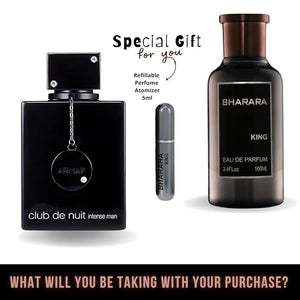 Men's Bundle Club Nuit Intense Man 3.6oz EDT &amp King 3.4oz EDP &amp 1 Empty Travel Perfume Atomizer Gift -Spicy Woody Sweet-Long Lasting for Men