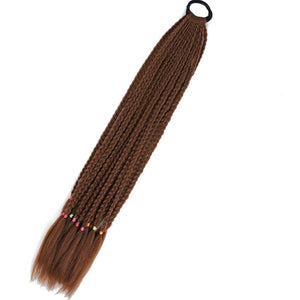 Synthetic Gradient Boxing Braided Ponytail For Girls With Elastic Hair Rubber Bands Hair Accessories Wig Headband Hairpiece