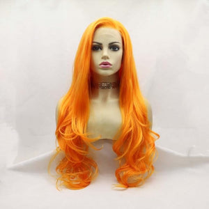 Melody Long Ginger Wavy Synthetic Lace Front Wigs - Heat Resistant Side Parting Cosplay Wigs
