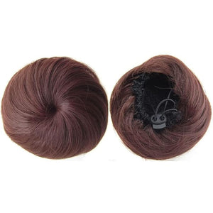 SONGCHAO Fake Hair Bun 1 Pack Donut Bun with Drawstring Ponytail Hair Extensions Synthetic Curly Bun Wig Hair Slices Hair Bun for Women Hair Accessories (Color : #33)