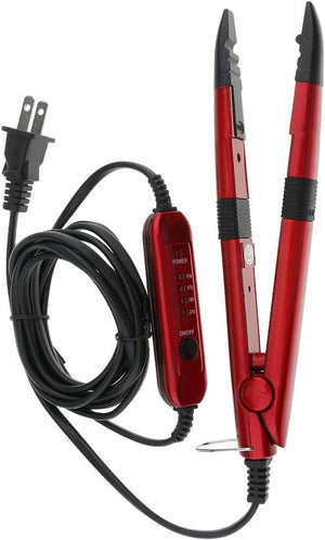 MagiDeal Salon Home Use Hair Extension Sewing Fusion Glue Gun Iron Connector Makeup Tool US Plug Red