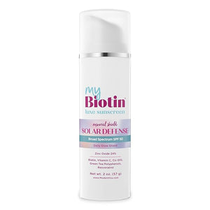 MyBiotin Luxe Sunscreen ? Daily Glow Shield Mineral SPF 50 Face Sunscreen - 24% Zinc Oxide Biotin Vitamin C CoQ10 Polyphenols &amp Resveratrol ? Anti-Aging Broad Spectrum Sun Protection 2 oz.