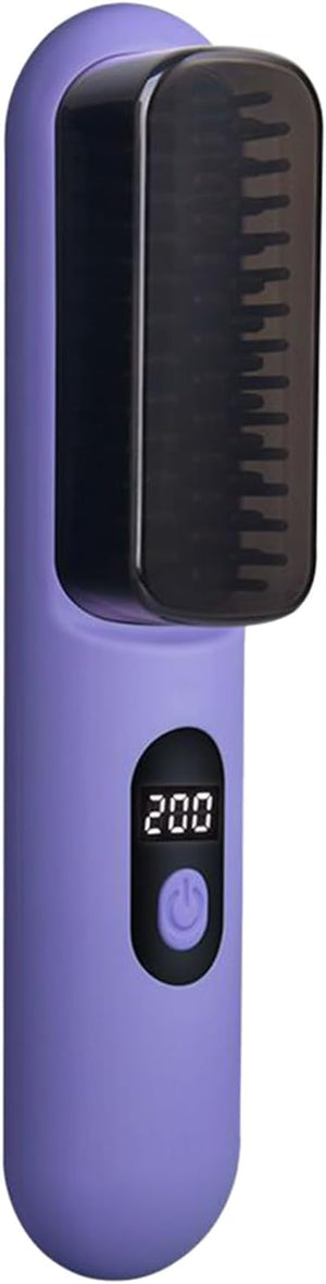 Hair Straightener 3-Position Temperature Adjustment Cordless Hair Straightener Dual MCH Ceramic chip Heating Hair Straightener Brush Brush Suitable for Home and Salon (Purple)