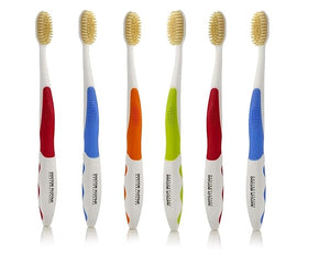 MOUTHWATCHERS Soft Flossing Toothbrushes for Adults Value 6 Pack Ultra Clean Manual Toothbrush Set for Sensitive Teeth &amp Gums by Dr. Plotka Assorted Colors
